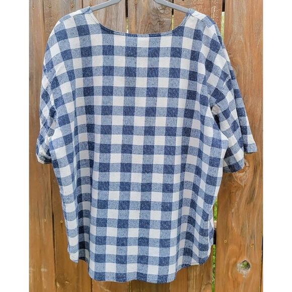 Silk Exchange Plus Women's Short Sleeve Button Up Plaid 100% Silk Shirt Size 24W - Picture 4 of 6